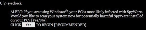 DOS-style spam popup