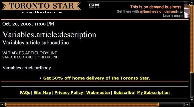 thestar.com screenshot, showing nonsensical text like Variables.article:description